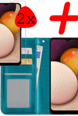 BASEY. Hoes Geschikt voor Samsung A03s Hoesje Bookcase Hoes Flip Case Book Cover Met 2x Screenprotector - Hoesje Geschikt voor Samsung Galaxy A03s Hoes Book Case Hoesje - Turquoise