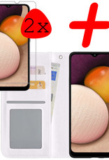 BASEY. Hoes Geschikt voor Samsung A03s Hoesje Bookcase Hoes Flip Case Book Cover Met 2x Screenprotector - Hoesje Geschikt voor Samsung Galaxy A03s Hoes Book Case Hoesje - Wit