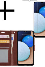 NoXx Hoes Geschikt voor Samsung A03s Hoesje Book Case Hoes Flip Cover Wallet Bookcase Met Screenprotector - Bruin