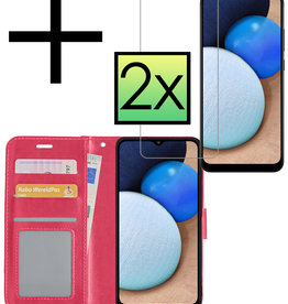 NoXx NoXx Samsung Galaxy A03s Hoesje Bookcase Donkerroze Met 2x Screenprotector