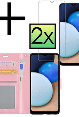 NoXx Samsung Galaxy A03s Hoesje Book Case Hoes Flip Cover Bookcase Lichtroze Met 2x Screenprotector