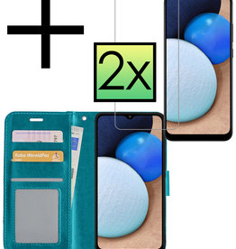 NoXx NoXx Samsung Galaxy A03s Hoesje Bookcase Turquoise Met 2x Screenprotector