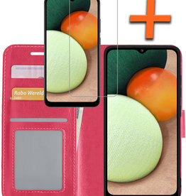 Nomfy Nomfy Samsung Galaxy A03s Hoesje Bookcase Donkerroze Met Screenprotector