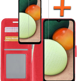 Nomfy Nomfy Samsung Galaxy A03s Hoesje Bookcase Rood Met Screenprotector