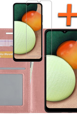 Nomfy Hoesje Geschikt voor Samsung A03s Hoes Bookcase Flipcase Book Cover Met Screenprotector - Hoes Geschikt voor Samsung Galaxy A03s Hoesje Book Case - Rosé goud