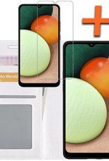 Nomfy Hoesje Geschikt voor Samsung A03s Hoes Bookcase Flipcase Book Cover Met Screenprotector - Hoes Geschikt voor Samsung Galaxy A03s Hoesje Book Case - Wit