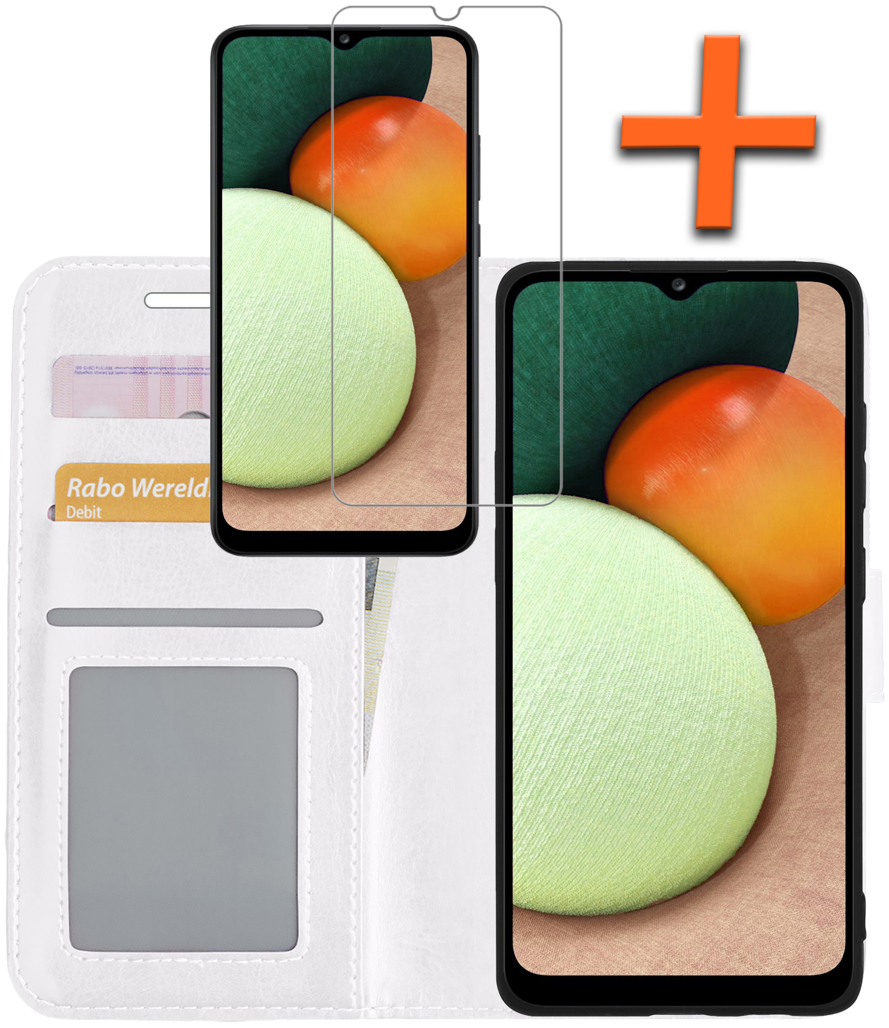 Nomfy Hoesje Geschikt voor Samsung A03s Hoes Bookcase Flipcase Book Cover Met Screenprotector - Hoes Geschikt voor Samsung Galaxy A03s Hoesje Book Case - Wit