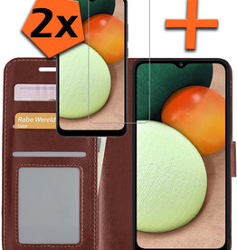 Nomfy Nomfy Samsung Galaxy A03s Hoesje Bookcase Bruin Met 2x Screenprotector