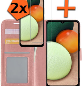 Nomfy Nomfy Samsung Galaxy A03s Hoesje Bookcase Rose goud Met 2x Screenprotector