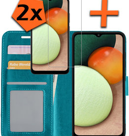 Nomfy Nomfy Samsung Galaxy A03s Hoesje Bookcase Turquoise Met 2x Screenprotector