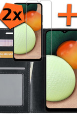 Nomfy Hoesje Geschikt voor Samsung A03s Hoes Bookcase Flipcase Book Cover Met 2x Screenprotector - Hoes Geschikt voor Samsung Galaxy A03s Hoesje Book Case - Zwart