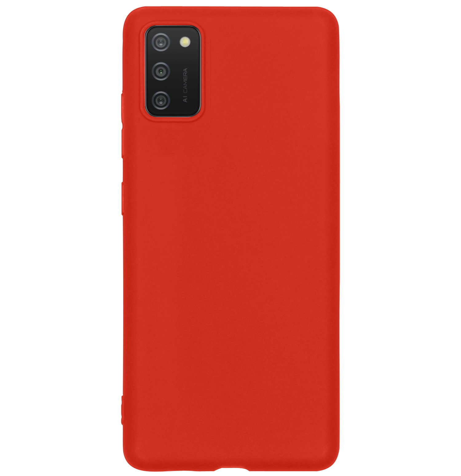 NoXx Hoes Geschikt voor Samsung A02s Hoesje Cover Siliconen Back Case Hoes Met Screenprotector - Rood