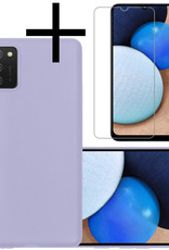 NoXx Hoes Geschikt voor Samsung A02s Hoesje Cover Siliconen Back Case Hoes Met Screenprotector - Lila