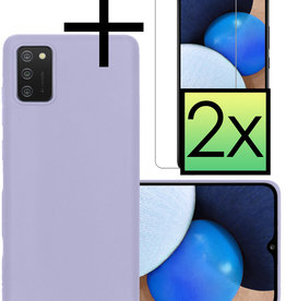 NoXx NoXx Samsung Galaxy A02s Hoesje Siliconen Met 2x Screenprotector - Lila