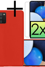 NoXx Hoes Geschikt voor Samsung A03s Hoesje Cover Siliconen Back Case Hoes Met 2x Screenprotector - Rood