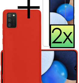 NoXx NoXx Samsung Galaxy A03s Hoesje Siliconen Met 2x Screenprotector - Rood