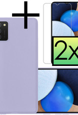 NoXx Hoes Geschikt voor Samsung A03s Hoesje Cover Siliconen Back Case Hoes Met 2x Screenprotector - Lila