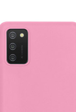 NoXx Hoes Geschikt voor Samsung A03s Hoesje Cover Siliconen Back Case Hoes Met 2x Screenprotector - Lichtroze