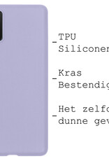 BASEY. Hoes Geschikt voor Samsung A03s Hoesje Siliconen Back Cover Case Met Screenprotector - Hoesje Geschikt voor Samsung Galaxy A03s Hoes Cover Hoesje - Lila