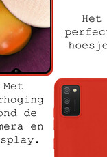 BASEY. Hoes Geschikt voor Samsung A03s Hoesje Siliconen Back Cover Case Met Screenprotector - Hoesje Geschikt voor Samsung Galaxy A03s Hoes Cover Hoesje - Rood