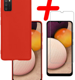 BASEY. BASEY. Samsung Galaxy A03s Hoesje Siliconen Met Screenprotector - Rood