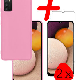 BASEY. BASEY. Samsung Galaxy A03s Hoesje Siliconen Met 2x Screenprotector - Lichtroze