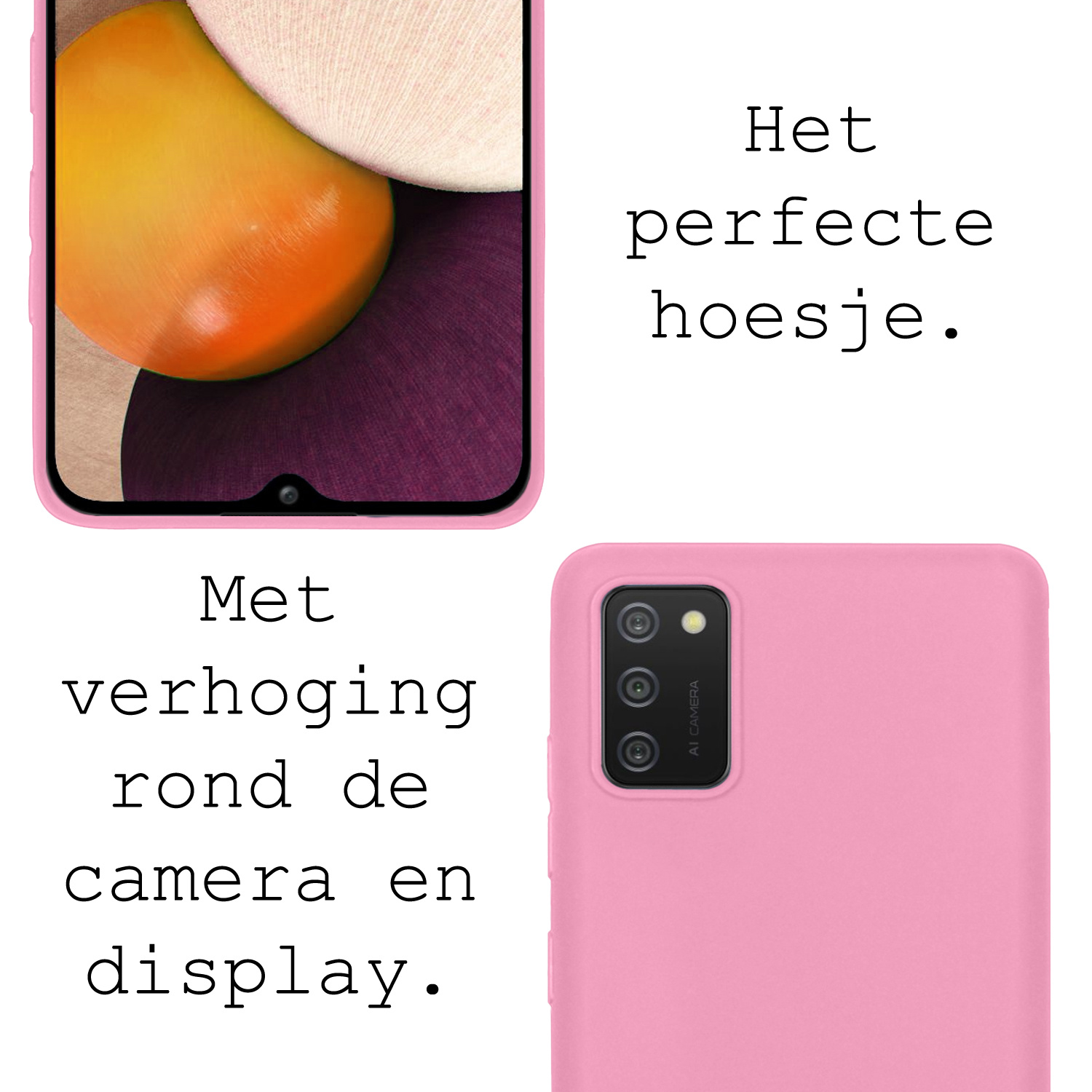 BASEY. Hoes Geschikt voor Samsung A03s Hoesje Siliconen Back Cover Case Met 2x Screenprotector - Hoesje Geschikt voor Samsung Galaxy A03s Hoes Cover Hoesje - Lichtroze