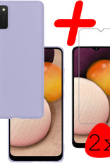 BASEY. Hoes Geschikt voor Samsung A03s Hoesje Siliconen Back Cover Case Met 2x Screenprotector - Hoesje Geschikt voor Samsung Galaxy A03s Hoes Cover Hoesje - Lila