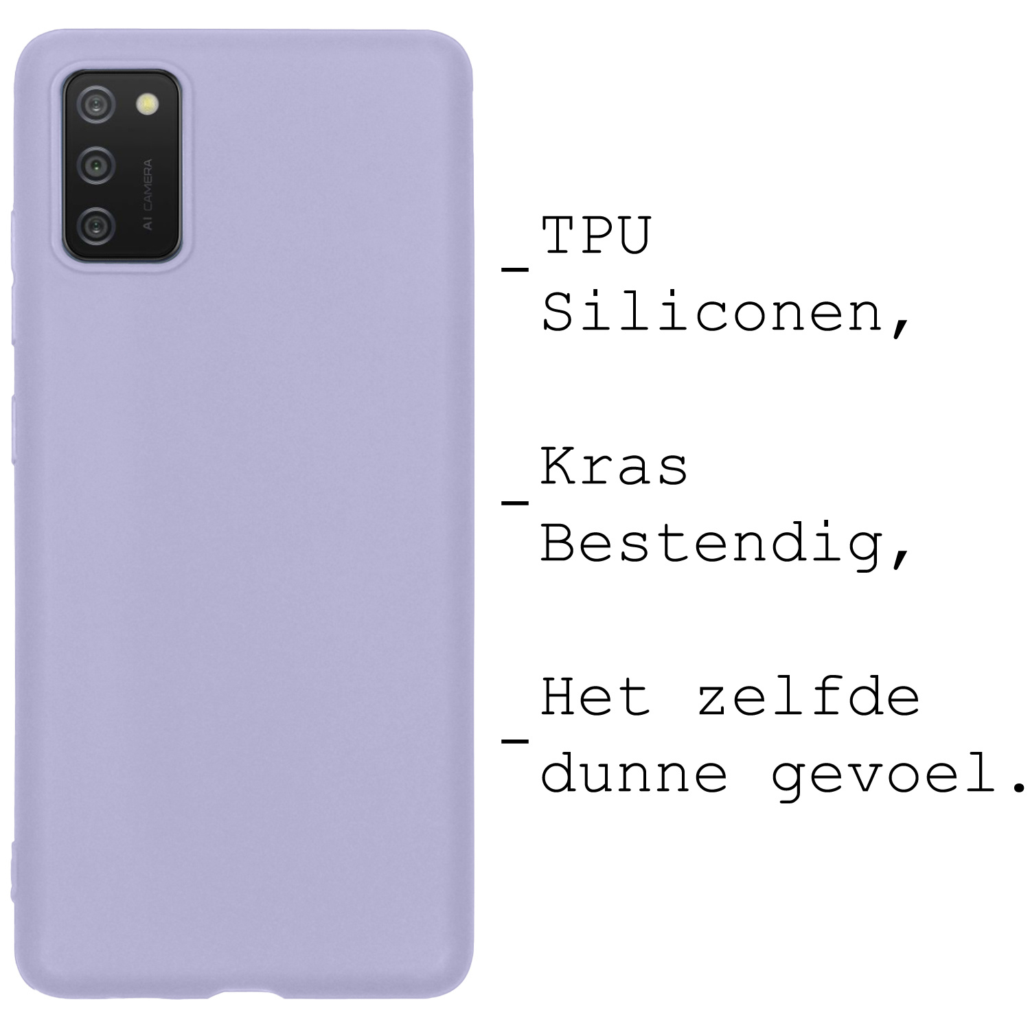 BASEY. Hoes Geschikt voor Samsung A03s Hoesje Siliconen Back Cover Case Met 2x Screenprotector - Hoesje Geschikt voor Samsung Galaxy A03s Hoes Cover Hoesje - Lila