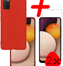 BASEY. BASEY. Samsung Galaxy A03s Hoesje Siliconen Met 2x Screenprotector - Rood