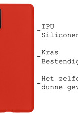 BASEY. Hoes Geschikt voor Samsung A03s Hoesje Siliconen Back Cover Case Met 2x Screenprotector - Hoesje Geschikt voor Samsung Galaxy A03s Hoes Cover Hoesje - Rood