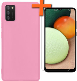 Nomfy Nomfy Samsung Galaxy A03s Hoesje Siliconen Met Screenprotector - Lichtroze