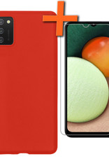 Nomfy Hoesje Geschikt voor Samsung A03s Hoesje Siliconen Cover Case Met Screenprotector - Hoes Geschikt voor Samsung Galaxy A03s Hoes Back Case - Rood