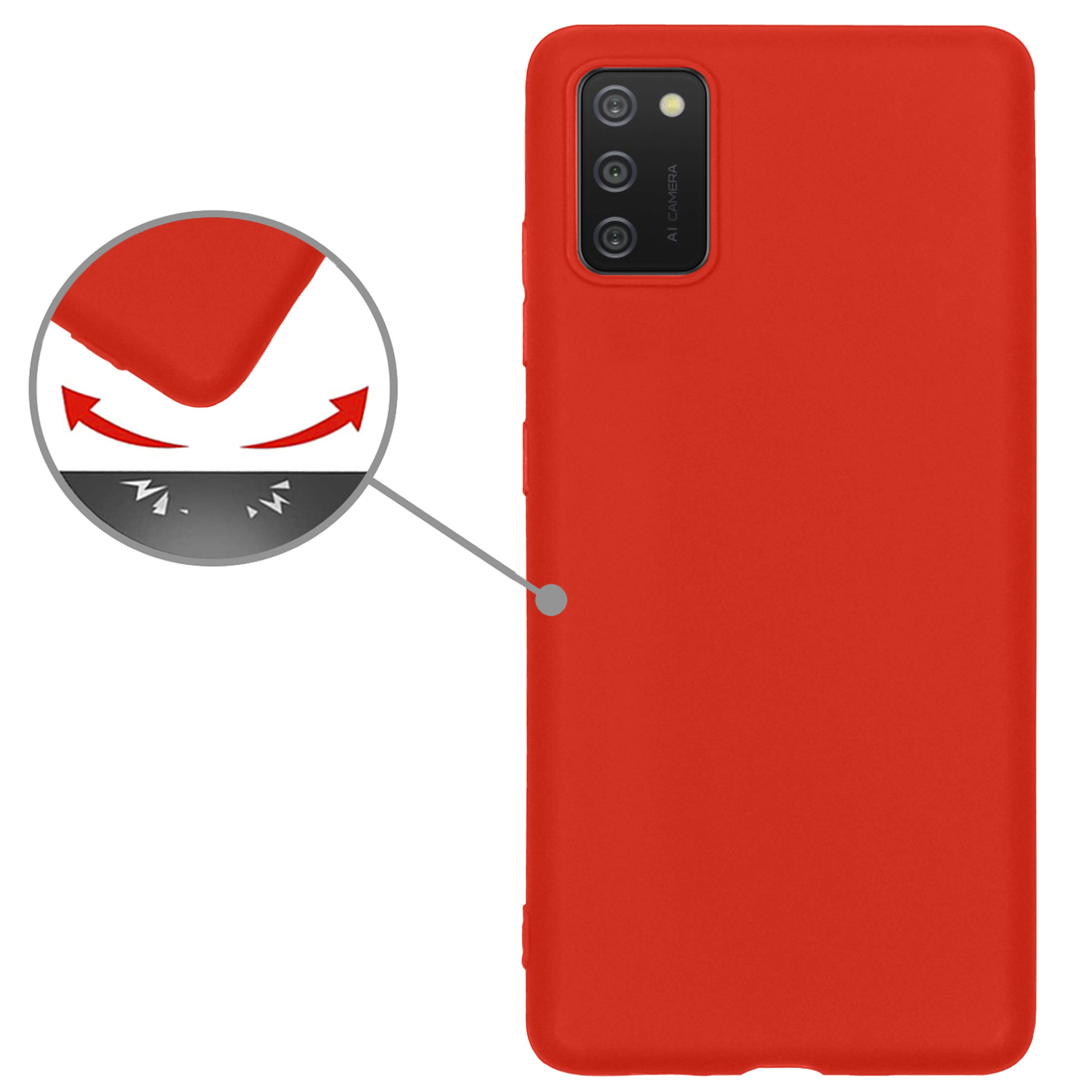 Nomfy Hoesje Geschikt voor Samsung A03s Hoesje Siliconen Cover Case Met Screenprotector - Hoes Geschikt voor Samsung Galaxy A03s Hoes Back Case - Rood