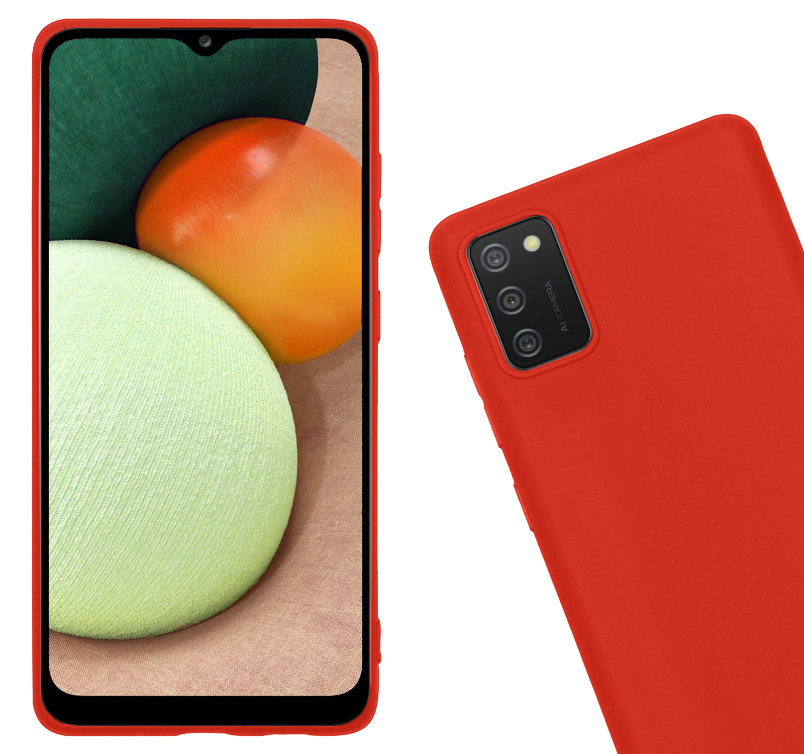 Nomfy Hoesje Geschikt voor Samsung A03s Hoesje Siliconen Cover Case Met Screenprotector - Hoes Geschikt voor Samsung Galaxy A03s Hoes Back Case - Rood