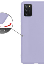 Nomfy Hoesje Geschikt voor Samsung A03s Hoesje Siliconen Cover Case Met 2x Screenprotector - Hoes Geschikt voor Samsung Galaxy A03s Hoes Back Case - Lila
