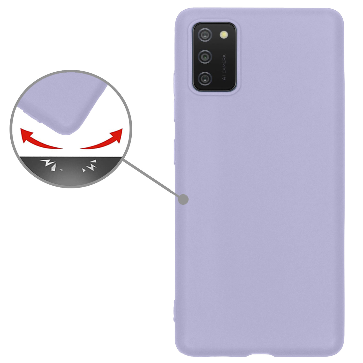 Nomfy Hoesje Geschikt voor Samsung A03s Hoesje Siliconen Cover Case Met 2x Screenprotector - Hoes Geschikt voor Samsung Galaxy A03s Hoes Back Case - Lila
