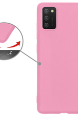 Nomfy Hoesje Geschikt voor Samsung A03s Hoesje Siliconen Cover Case Met 2x Screenprotector - Hoes Geschikt voor Samsung Galaxy A03s Hoes Back Case - Lichtroze