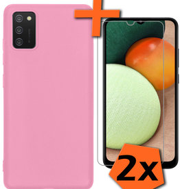 Nomfy Nomfy Samsung Galaxy A03s Hoesje Siliconen Met 2x Screenprotector - Lichtroze