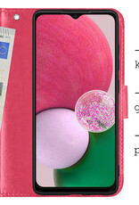 BASEY. Hoes Geschikt voor Samsung A13 4G Hoesje Bookcase Hoes Flip Case Book Cover - Hoesje Geschikt voor Samsung Galaxy A13 4G Hoes Book Case Hoesje - Donkerroze