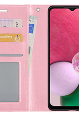 BASEY. Hoes Geschikt voor Samsung A13 4G Hoesje Bookcase Hoes Flip Case Book Cover - Hoesje Geschikt voor Samsung Galaxy A13 4G Hoes Book Case Hoesje - Lichtroze