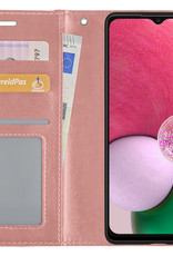 BASEY. Hoes Geschikt voor Samsung A13 4G Hoesje Bookcase Hoes Flip Case Book Cover - Hoesje Geschikt voor Samsung Galaxy A13 4G Hoes Book Case Hoesje - Rosé goud