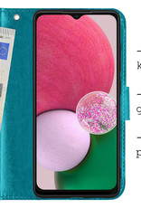 BASEY. Hoes Geschikt voor Samsung A13 4G Hoesje Bookcase Hoes Flip Case Book Cover - Hoesje Geschikt voor Samsung Galaxy A13 4G Hoes Book Case Hoesje - Turquoise