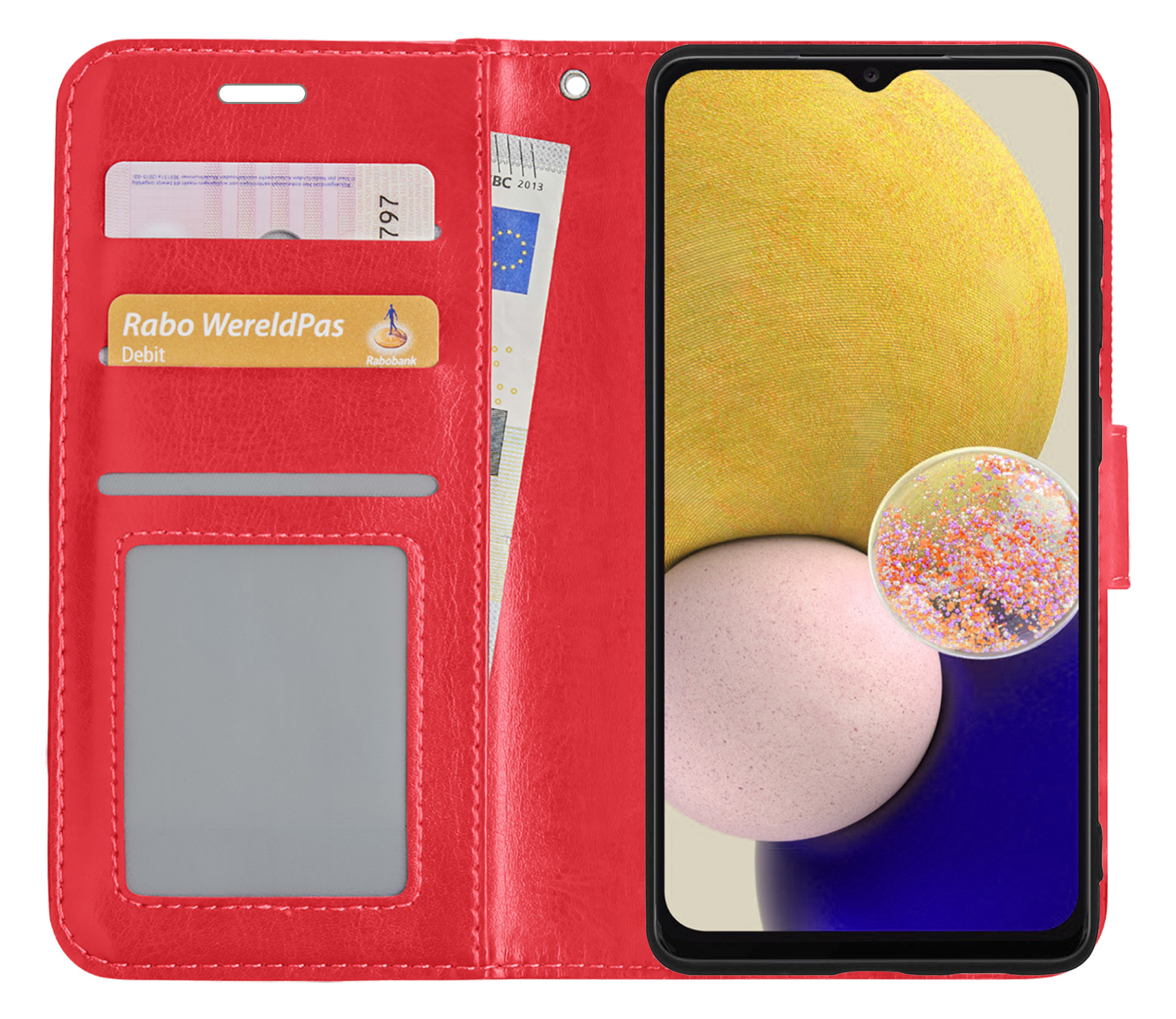 NoXx Hoes Geschikt voor Samsung A13 4G Hoesje Book Case Hoes Flip Cover Wallet Bookcase - Rood