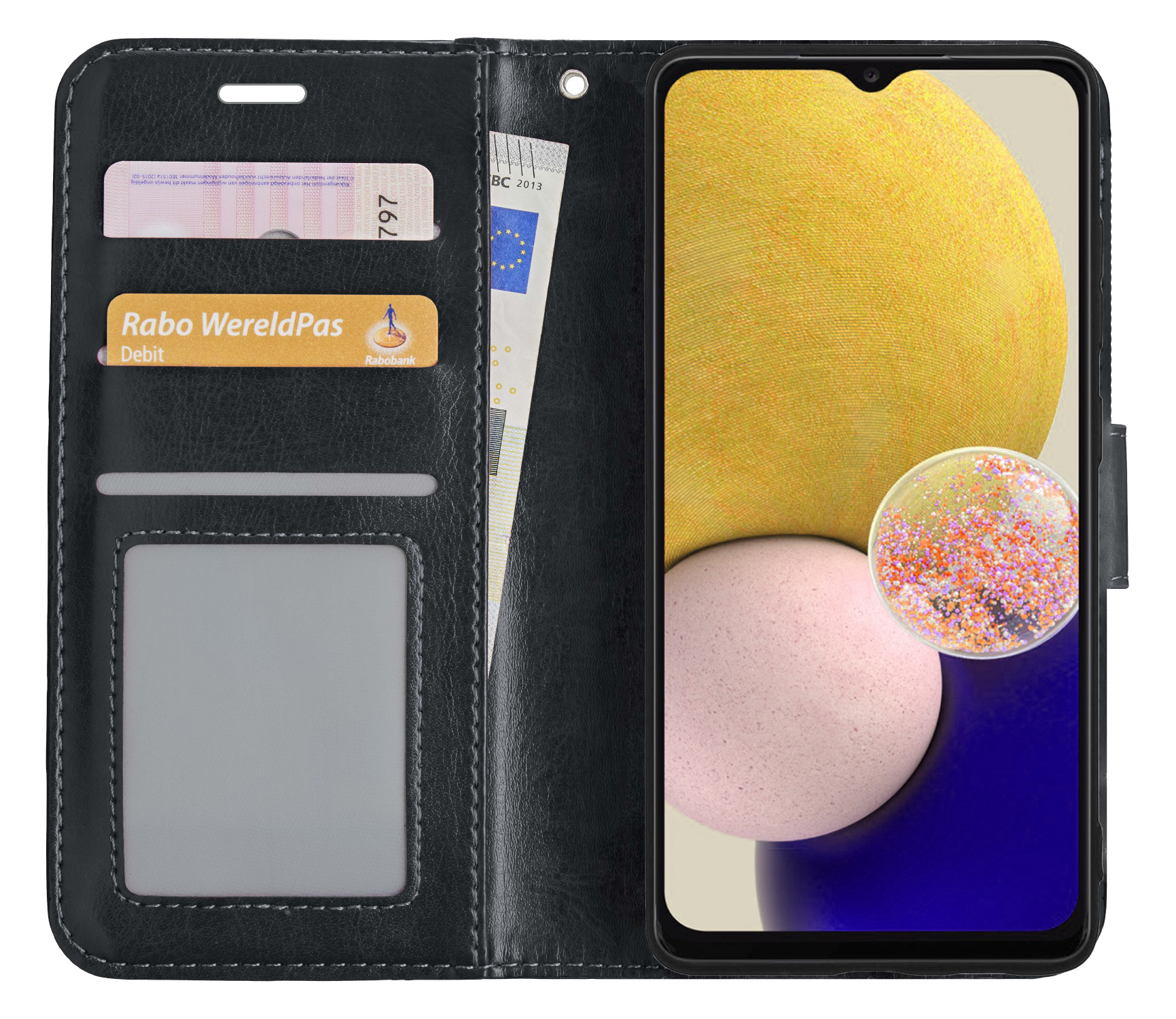 NoXx Hoes Geschikt voor Samsung A13 4G Hoesje Book Case Hoes Flip Cover Wallet Bookcase - Zwart