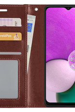 Nomfy Hoesje Geschikt voor Samsung A13 4G Hoes Bookcase Flipcase Book Cover - Hoes Geschikt voor Samsung Galaxy A13 4G Hoesje Book Case - Bruin