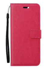 Nomfy Hoesje Geschikt voor Samsung A13 4G Hoes Bookcase Flipcase Book Cover - Hoes Geschikt voor Samsung Galaxy A13 4G Hoesje Book Case - Donkerroze