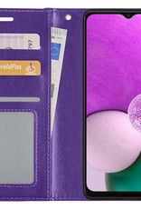 Nomfy Hoesje Geschikt voor Samsung A13 4G Hoes Bookcase Flipcase Book Cover - Hoes Geschikt voor Samsung Galaxy A13 4G Hoesje Book Case - Paars