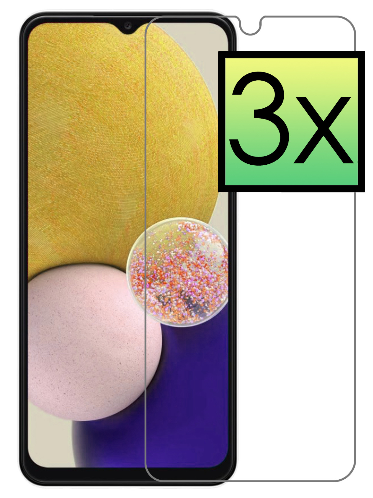 NoXx Screenprotector Geschikt voor Samsung A13 4G Screenprotector Tempered Glass Gehard Glas Beschermglas - 3x