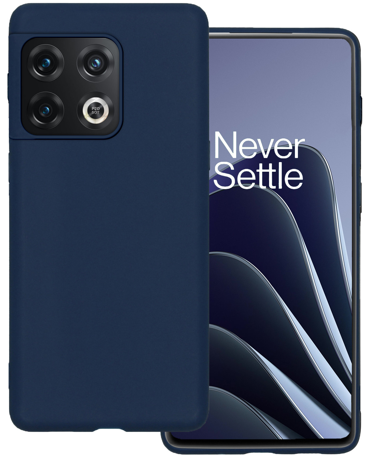 BASEY. Hoes Geschikt voor OnePlus 10 Pro Hoesje Siliconen Back Cover Case - Hoesje Geschikt voor OnePlus 10 Pro Hoes Cover Hoesje - Donkerblauw